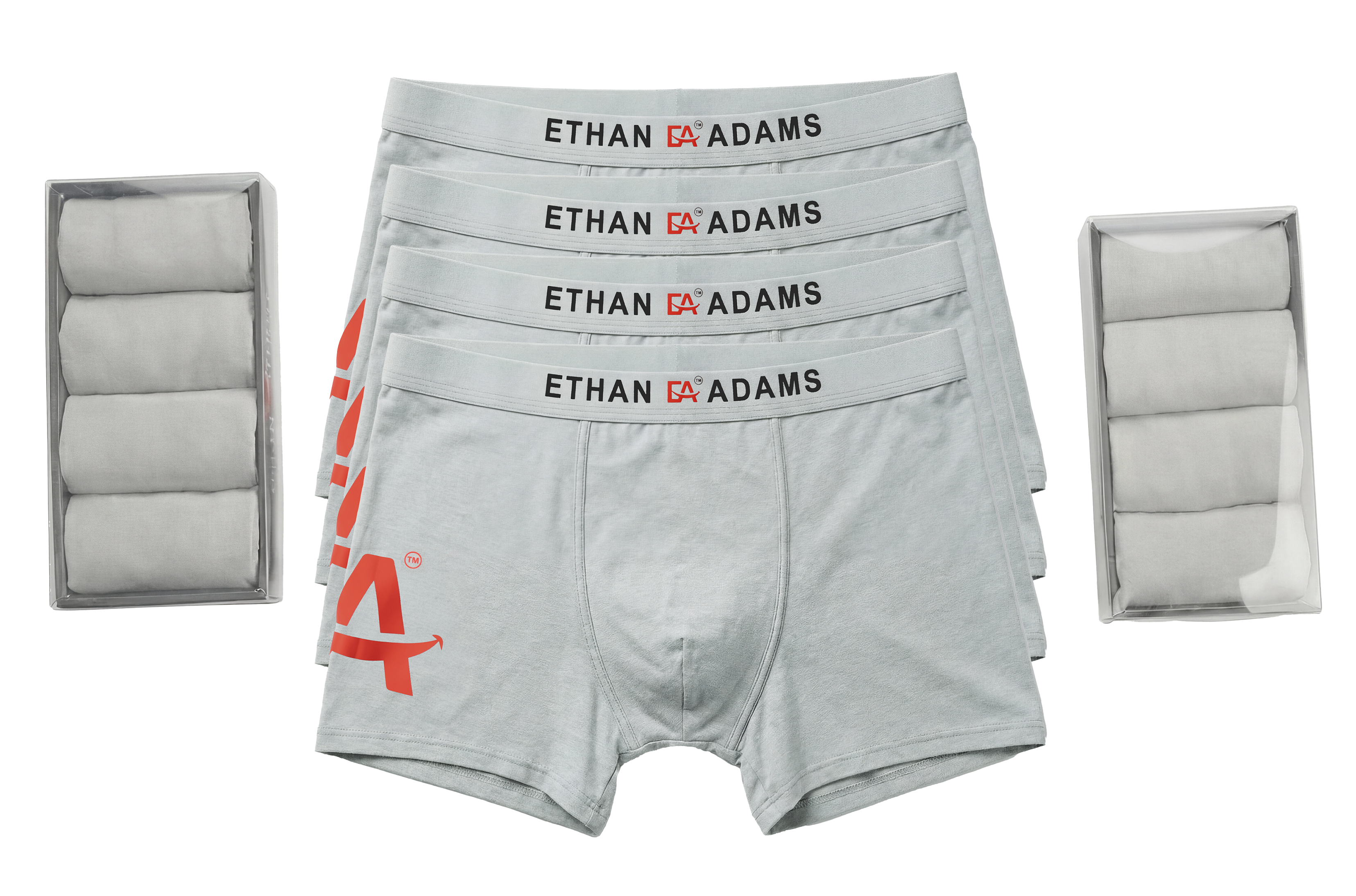 Gray 4 PACK (Bamboo) 10inch Boxer Briefs